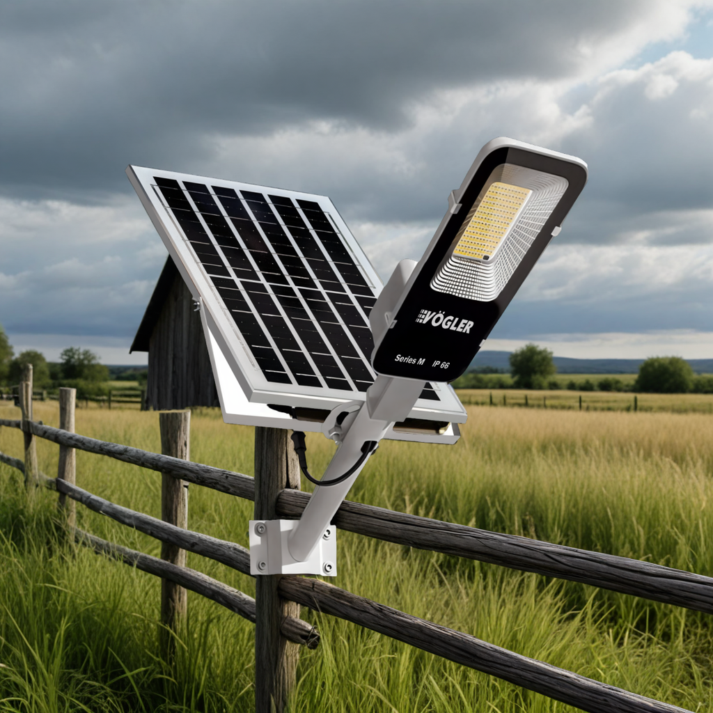 Ισχυρή ηλιακή λάμπα, αισθητήρας λυκόφωτος, τηλεχειριστήριο, Vögler Professional 1000W