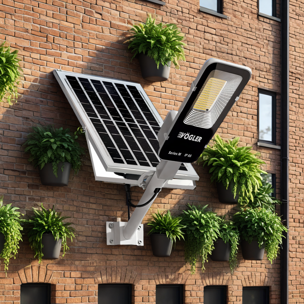 Ισχυρή ηλιακή λάμπα, αισθητήρας λυκόφωτος, τηλεχειριστήριο, Vögler Professional 1000W