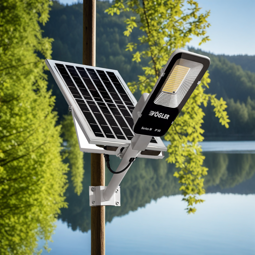 Ισχυρή ηλιακή λάμπα, αισθητήρας λυκόφωτος, τηλεχειριστήριο, Vögler Professional 1000W