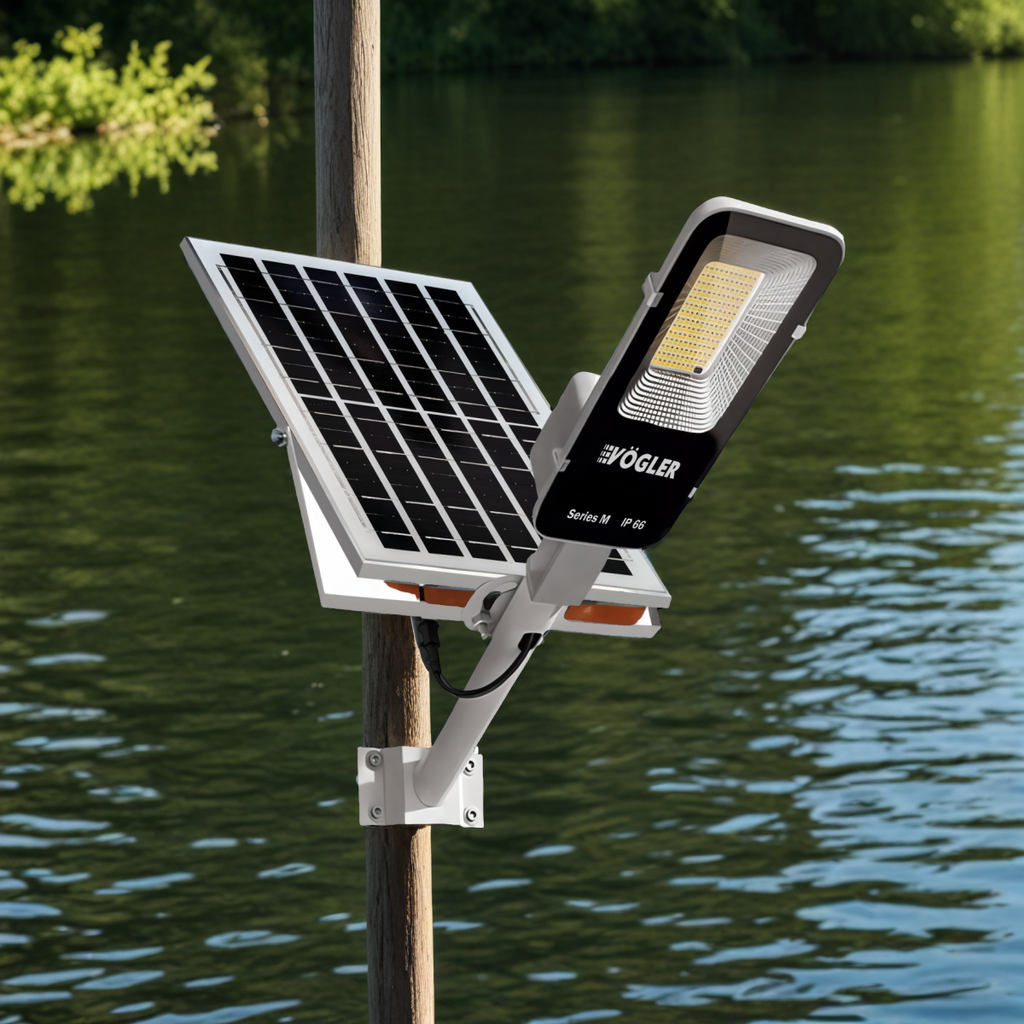 Ισχυρή ηλιακή λάμπα, αισθητήρας λυκόφωτος, τηλεχειριστήριο, Vögler Professional 1000W