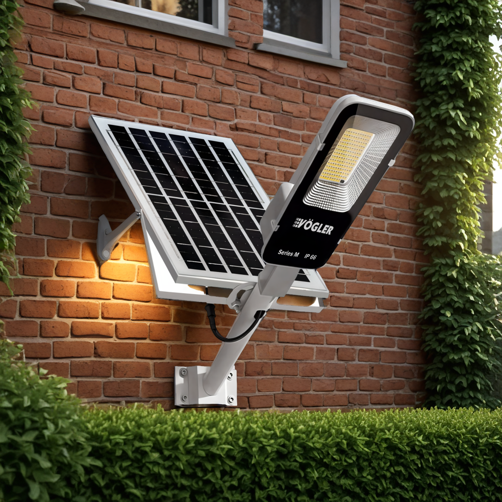 Ισχυρή ηλιακή λάμπα, αισθητήρας λυκόφωτος, τηλεχειριστήριο, Vögler Professional 1200W