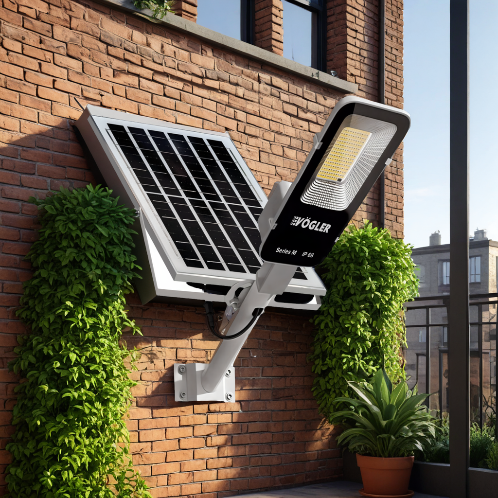 Ισχυρή ηλιακή λάμπα, αισθητήρας λυκόφωτος, τηλεχειριστήριο, Vögler Professional 800W