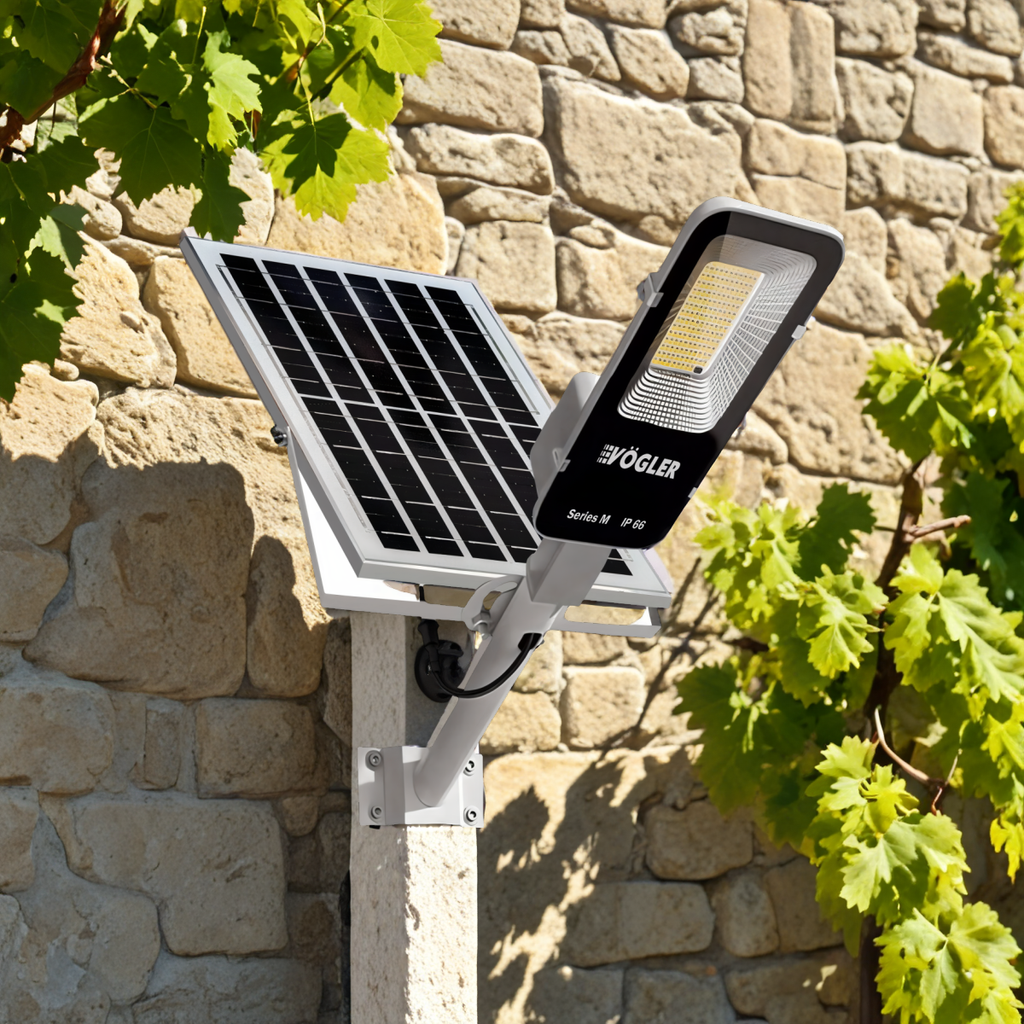 Ισχυρή ηλιακή λάμπα, αισθητήρας λυκόφωτος, τηλεχειριστήριο, Vögler Professional 800W