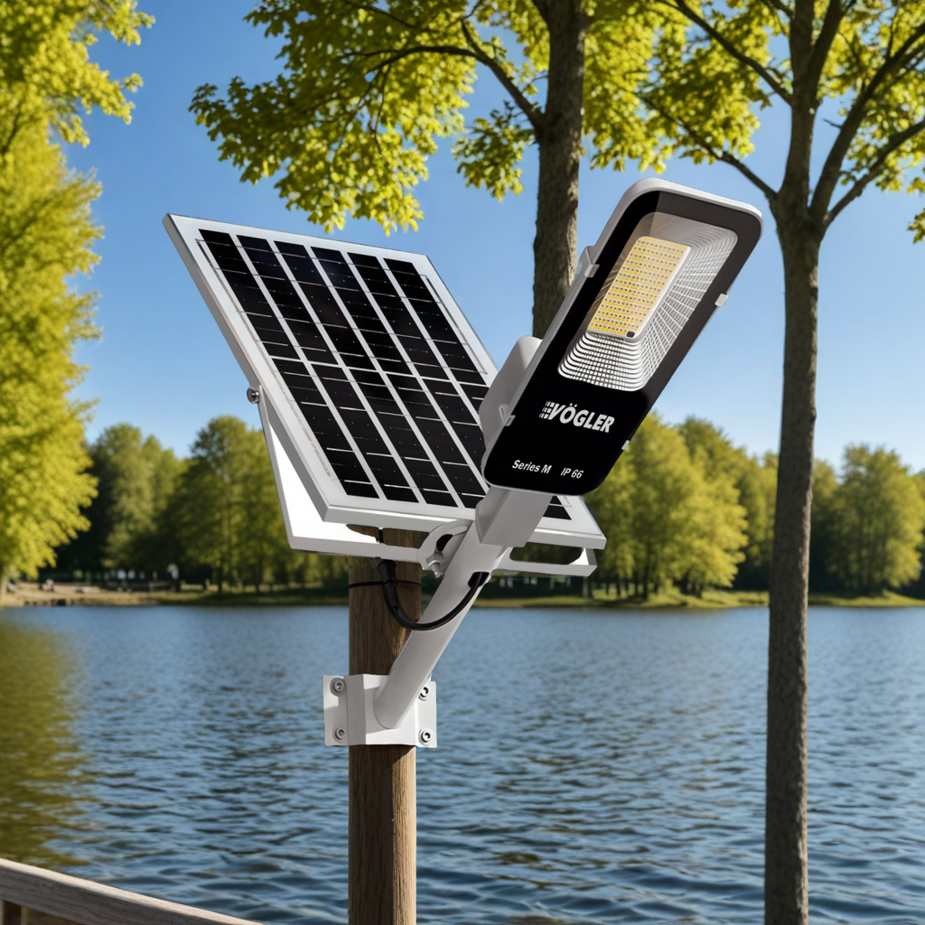 Ισχυρή ηλιακή λάμπα, αισθητήρας λυκόφωτος, τηλεχειριστήριο, Vögler Professional 800W