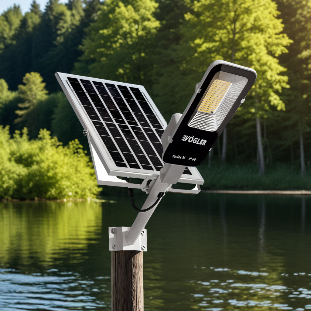 Ισχυρή ηλιακή λάμπα, αισθητήρας λυκόφωτος, τηλεχειριστήριο, Vögler Professional 800W