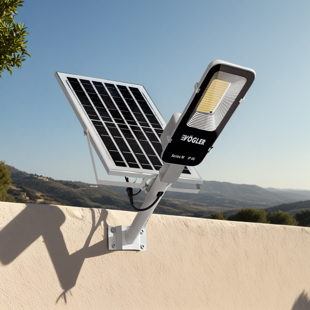 Ισχυρό ηλιακό φως, αισθητήρας λυκόφωτος, τηλεχειριστήριο, Vögler Series M 2000W